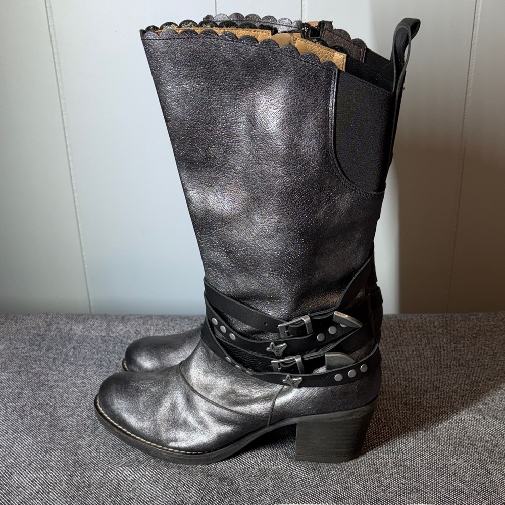 Portofino Black Heeled Boots with Strap Detail